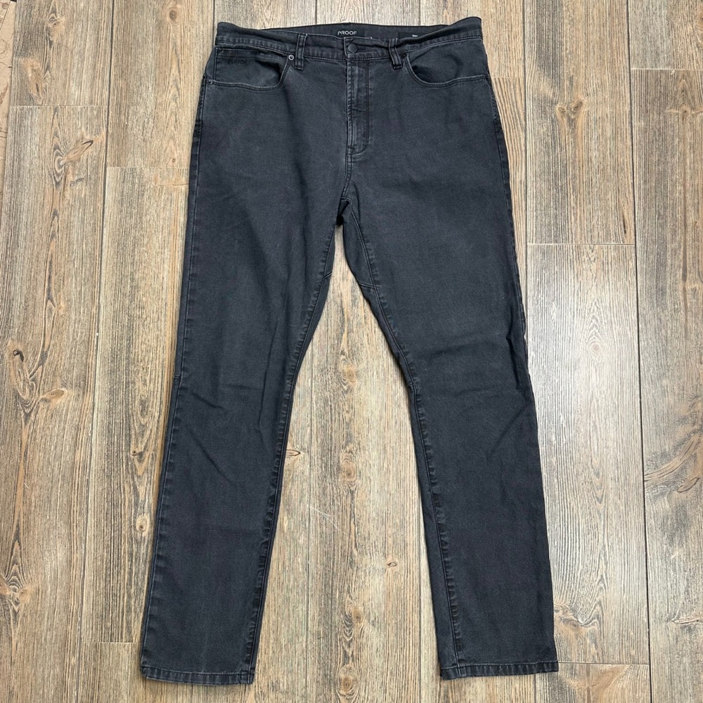 Proof Rover Slim Pants Mens 33x32 Charcoal Black Canvas Stretch 5-Pocket Pant